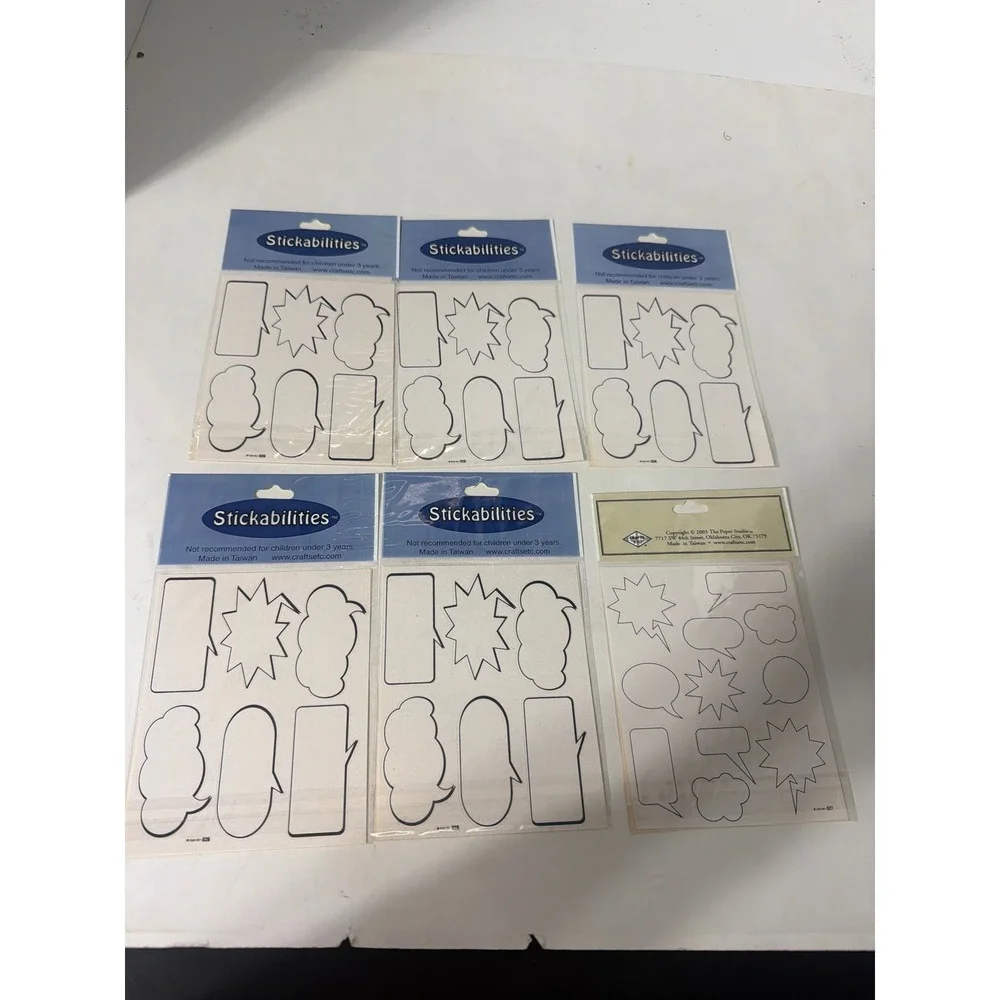 6 Pack Stickabilities Paper Studio Speech Bubble Stickers Acid Free White Comic